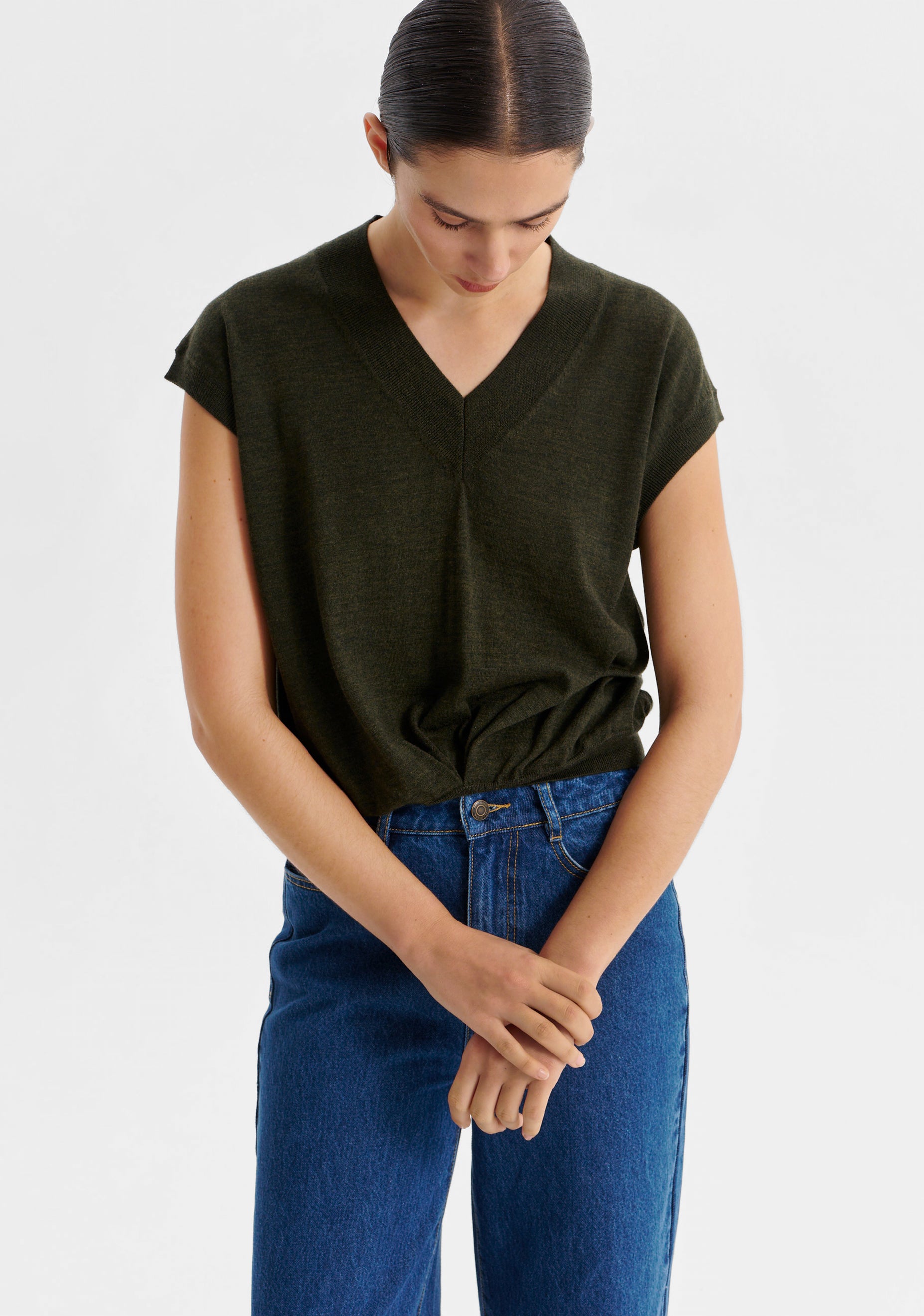 River Knit Vest_Moss