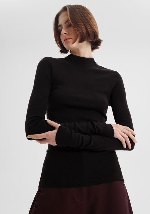 Talia L/S Merino Knit Top_Black