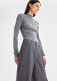 Talia L/S Merino Knit Top_Grey Marl