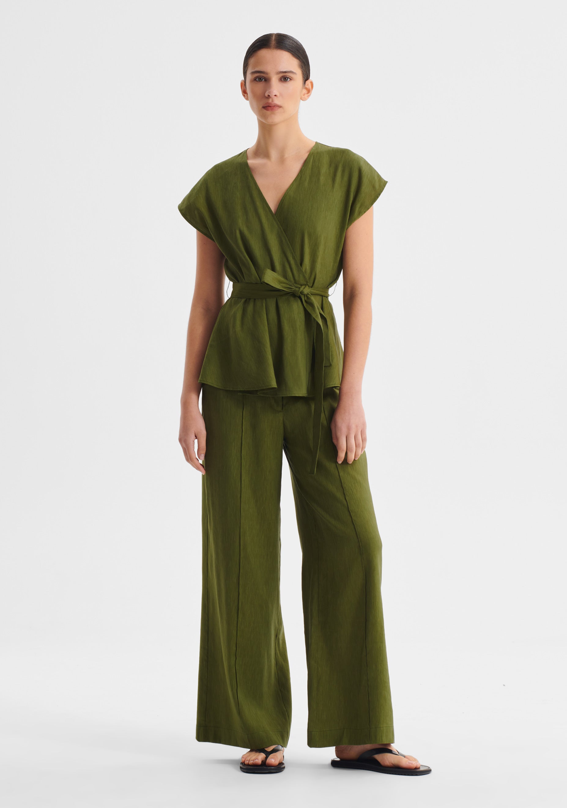 Victoria Pintuck Pant_Chive