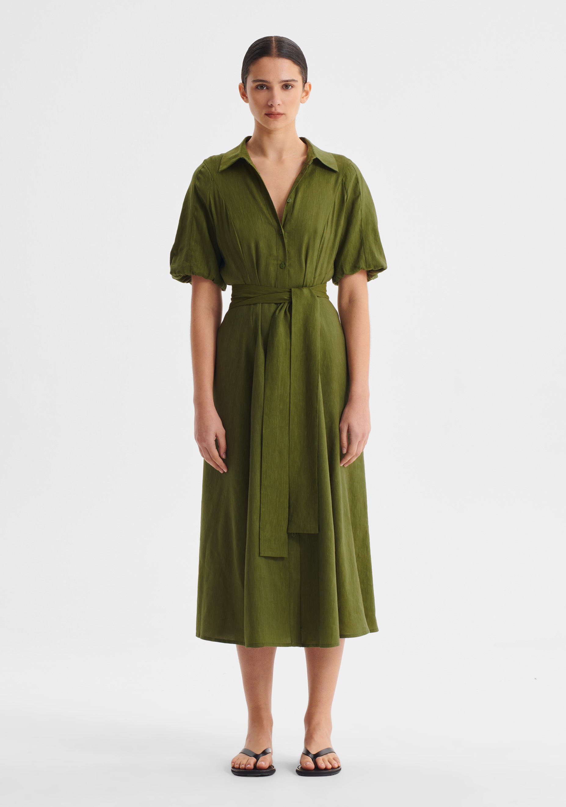 Victoria S/S Shirt Dress_Chive