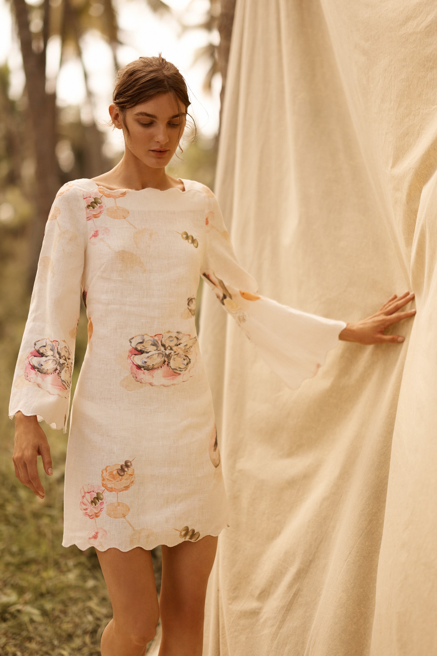 linen shift dress tesco Morrisons Tesco Linen Dress Midi Dress Linen Shift Dress Tesco F&F Linen  Rich Leaf Print V