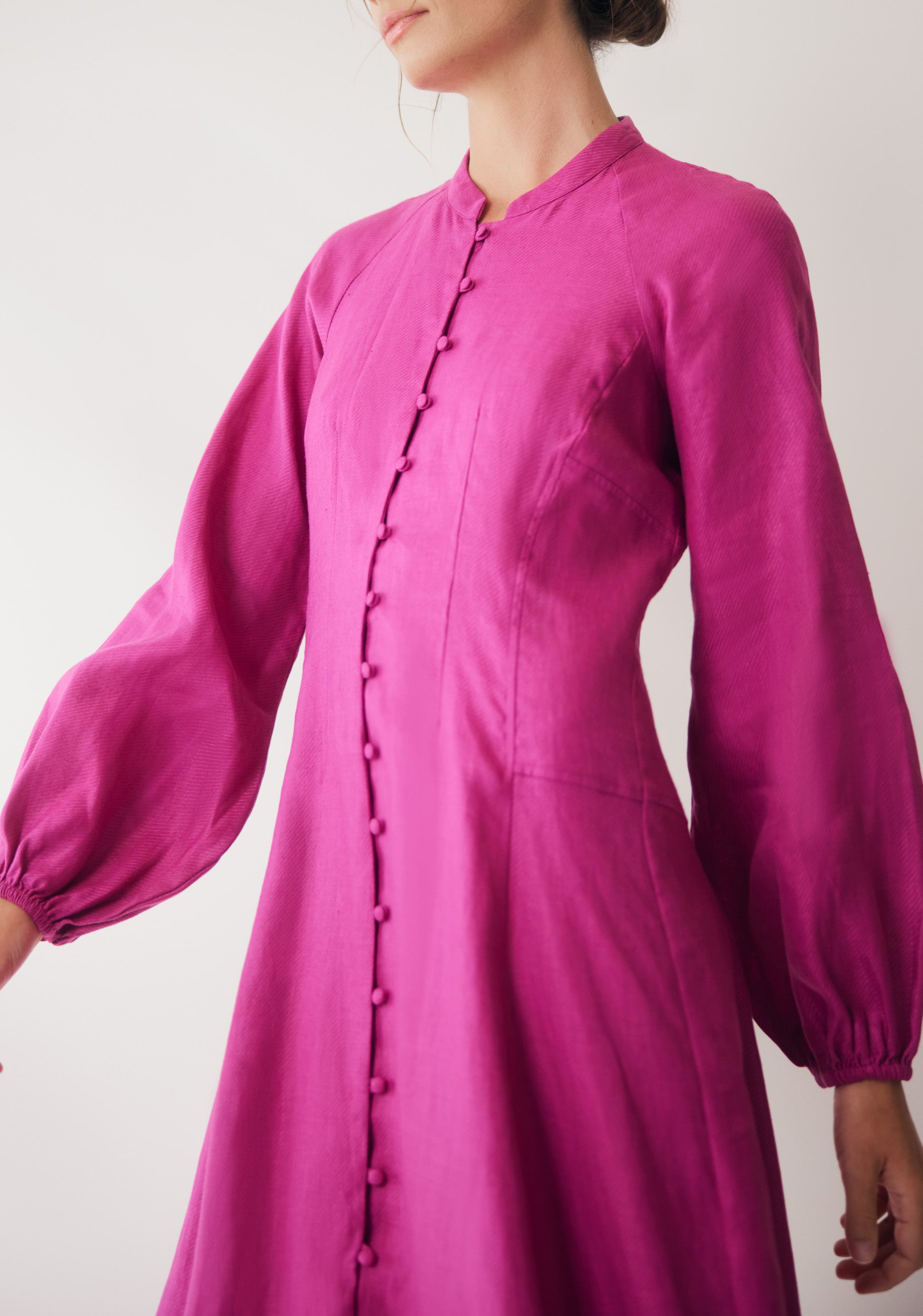 Tilly Linen Midi Dress Fuchsia Morrison