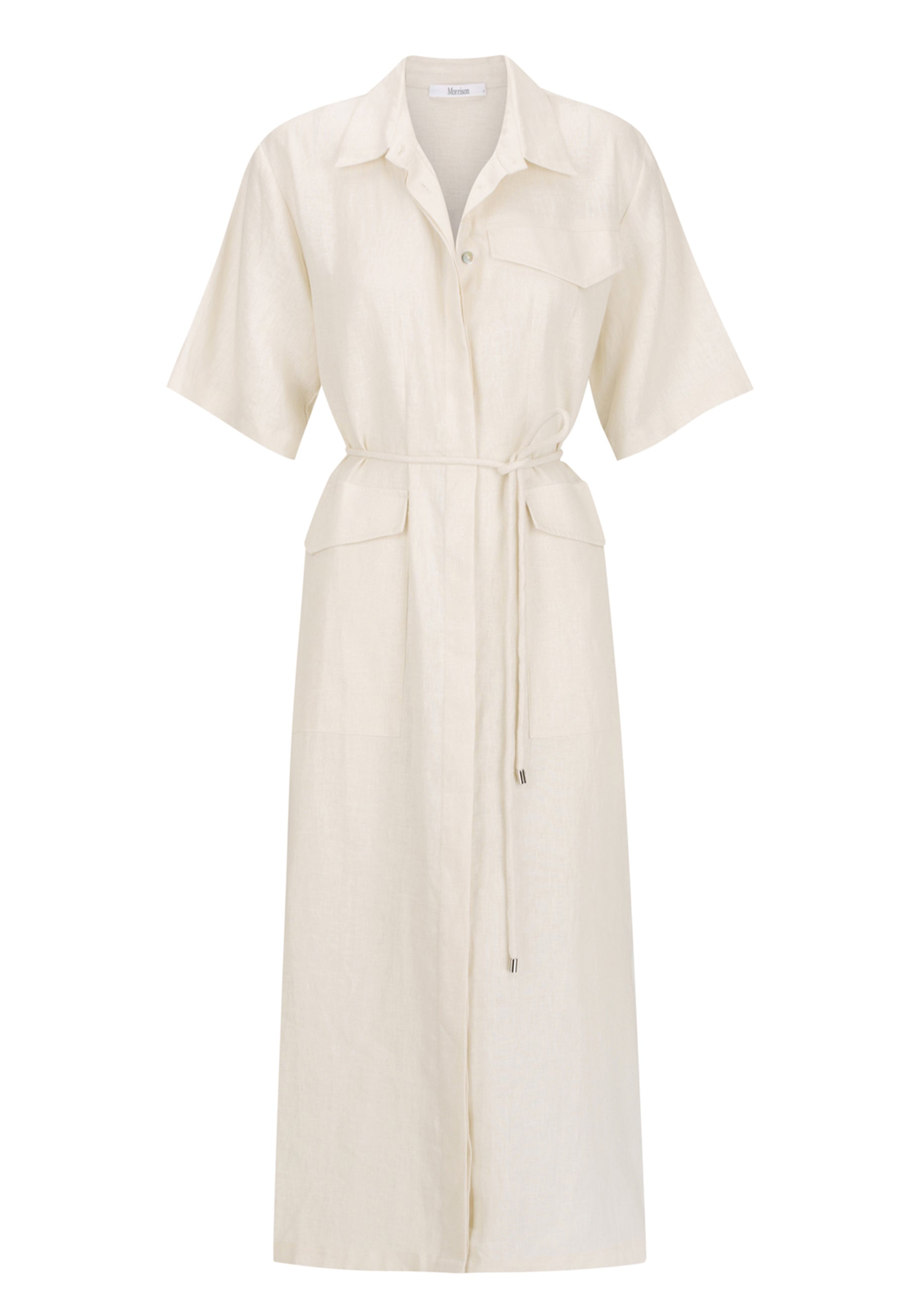 Avaline Linen Shirt Dress_Ecru