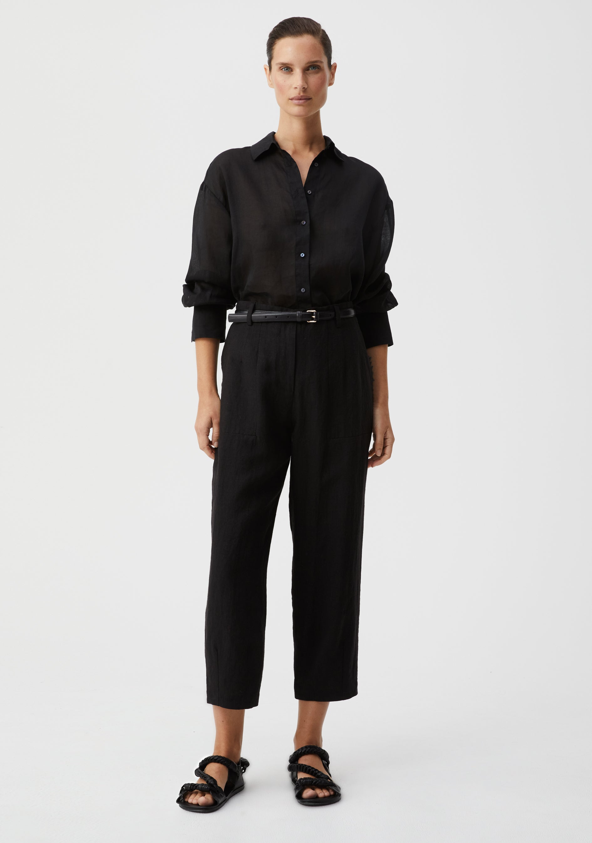 Henley Linen Pant_Black