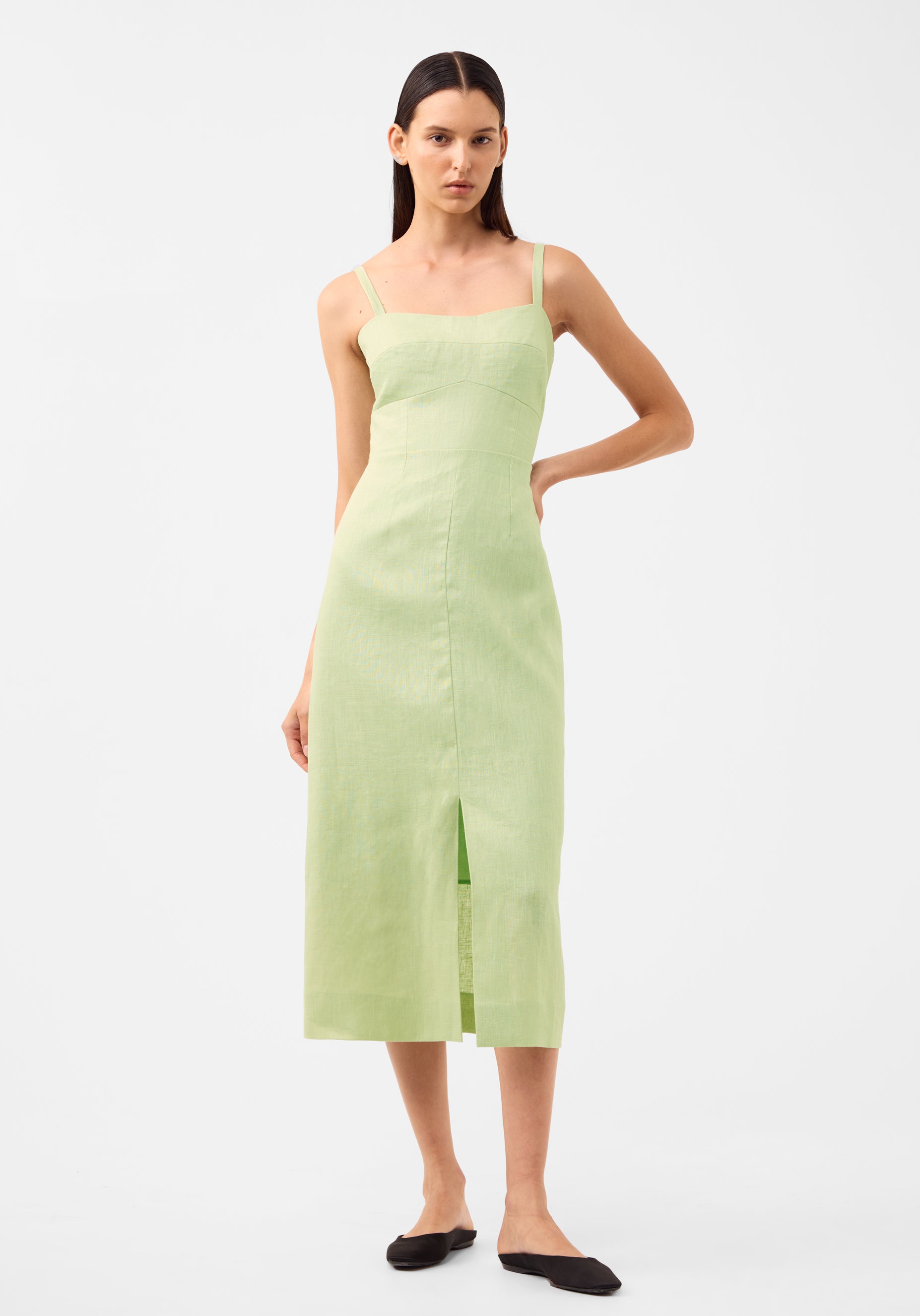 Maison Linen Dress_Matcha