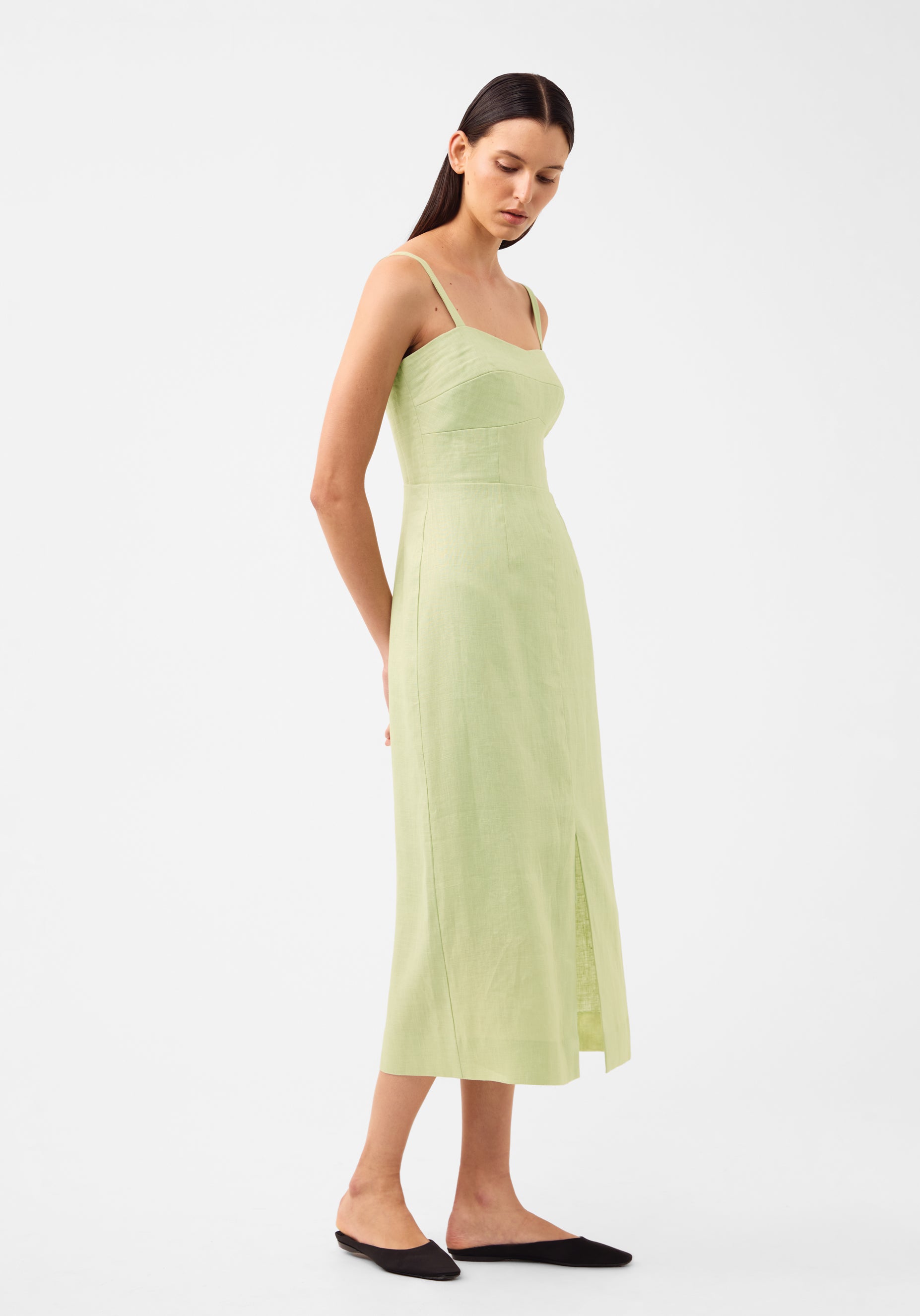 Maison Linen Dress_Matcha