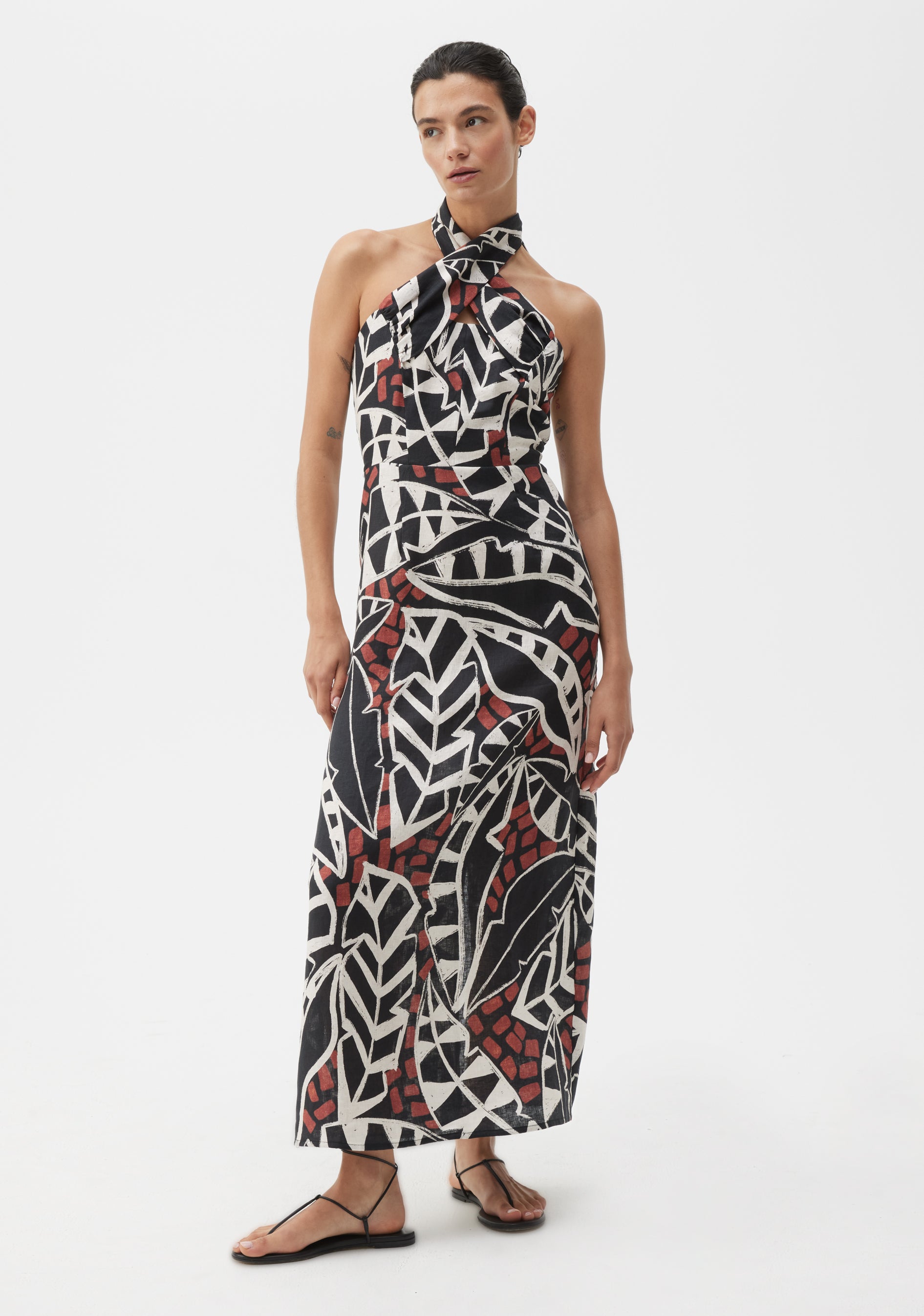 Malia Linen Halter Dress_Print