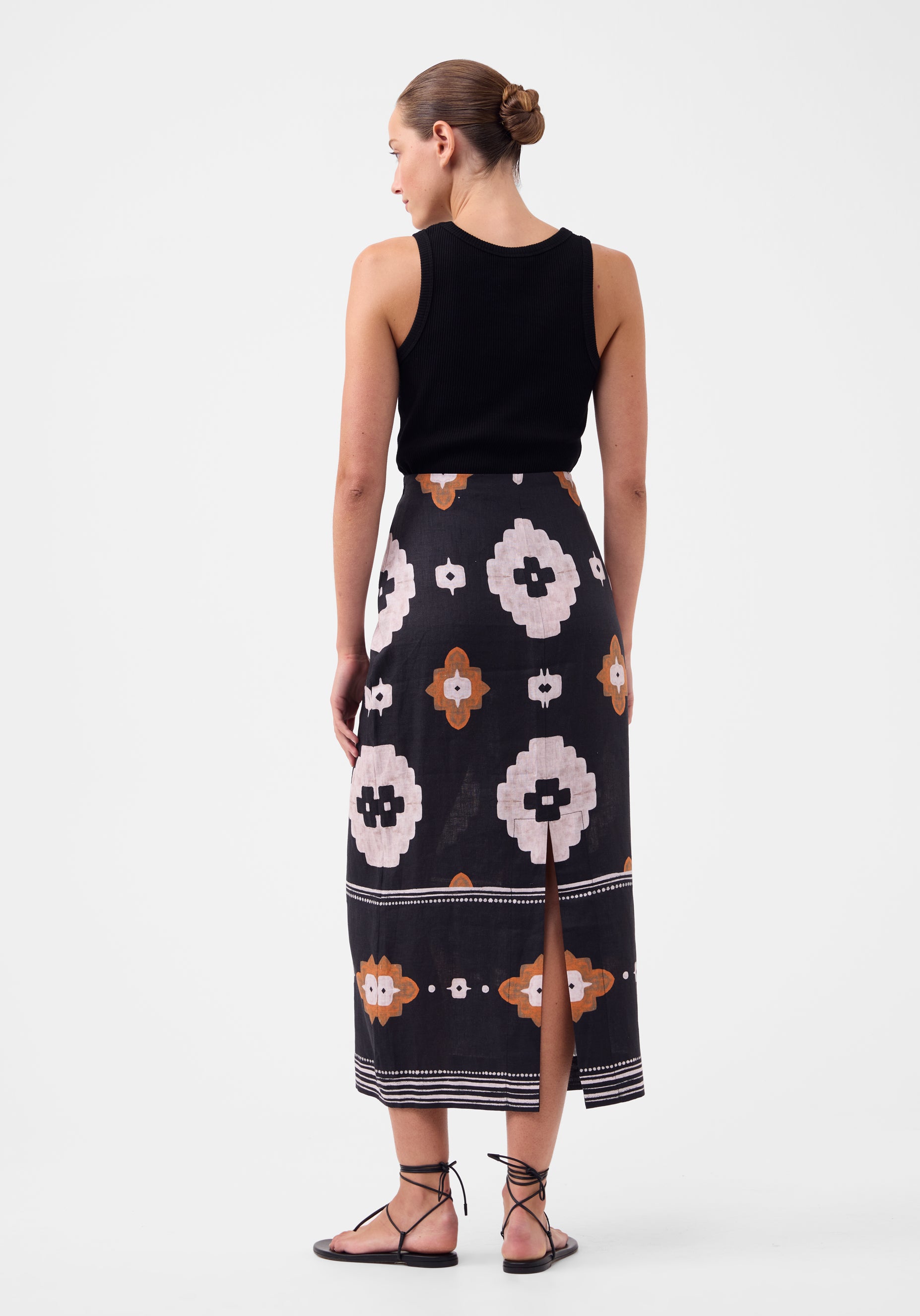 Navi Linen Skirt_Print