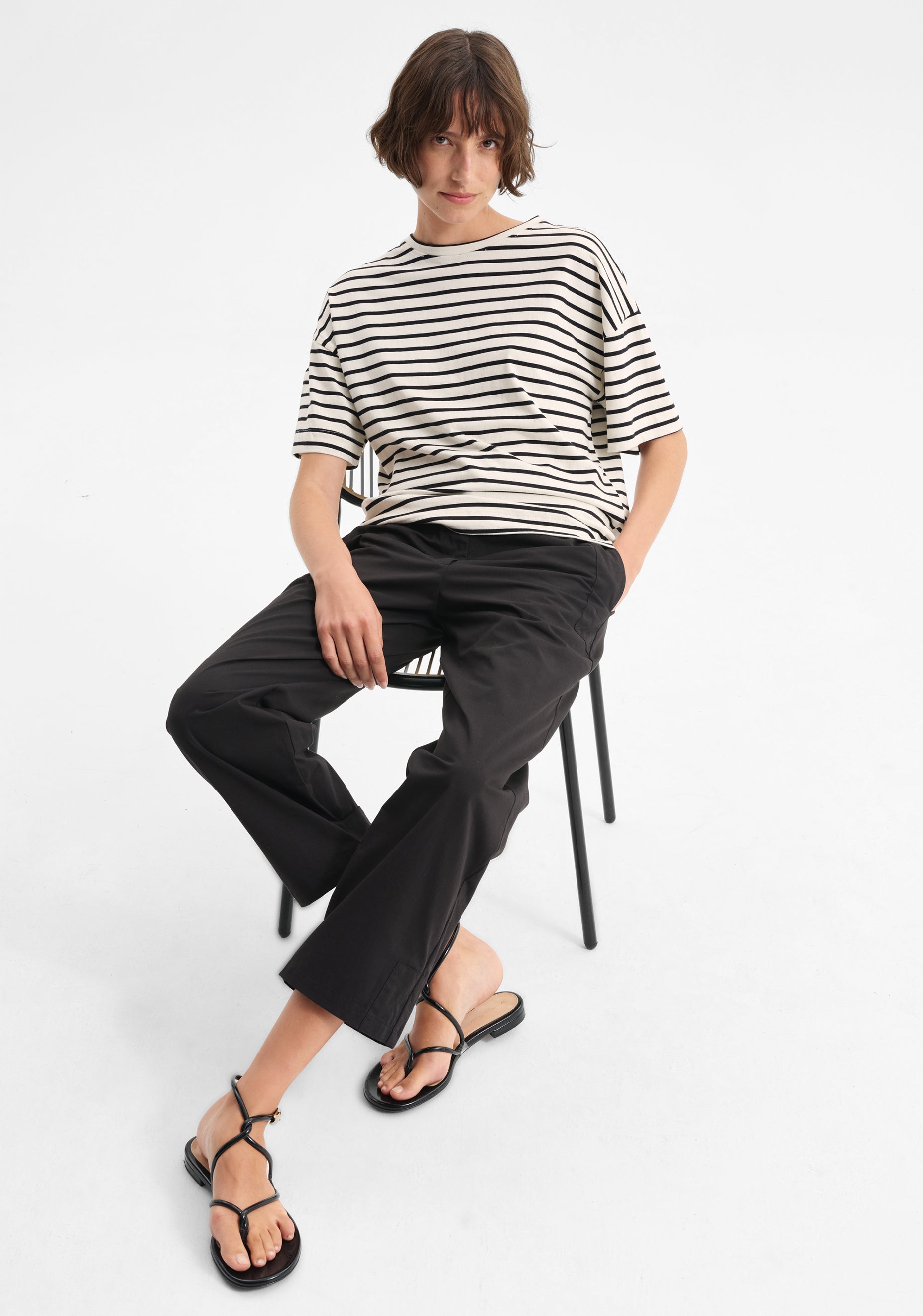 Archie Stripe Tee_Black Cream