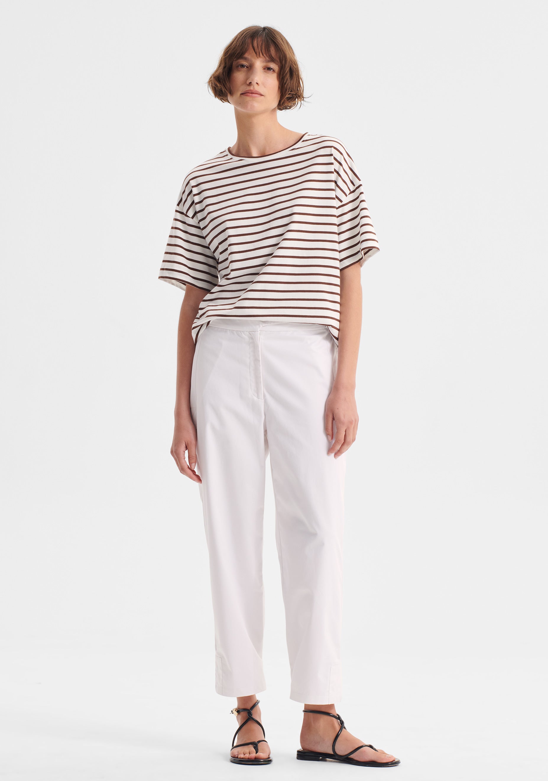 Archie Stripe Tee_Mocha White