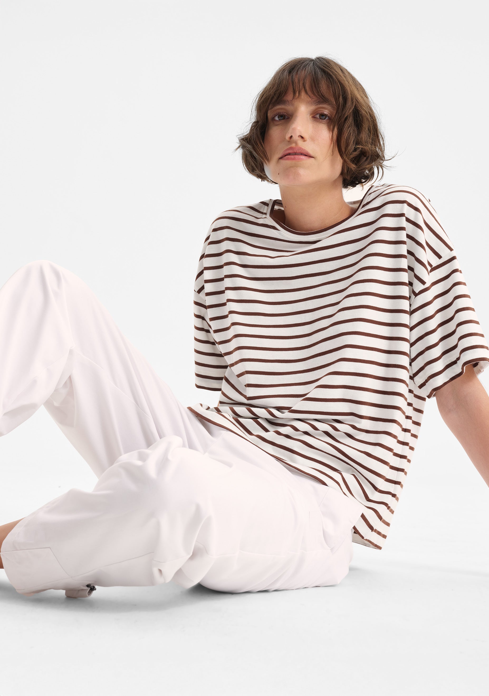 Archie Stripe Tee_Mocha White