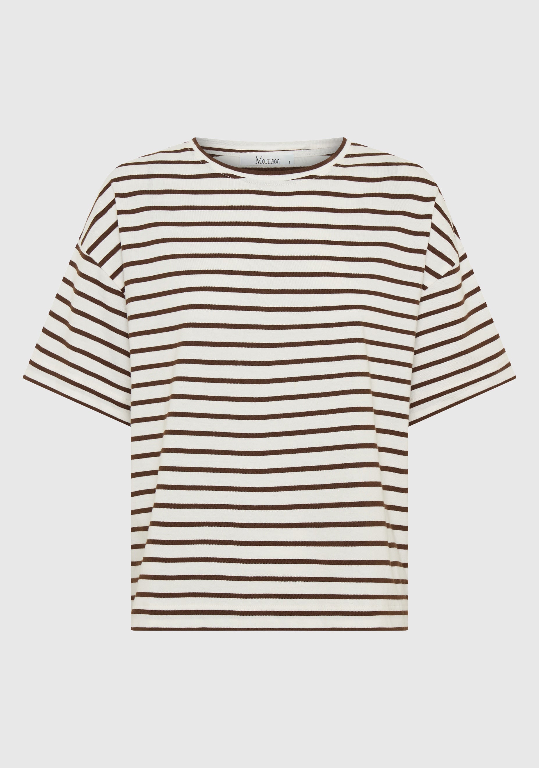 Archie Stripe Tee_Mocha White