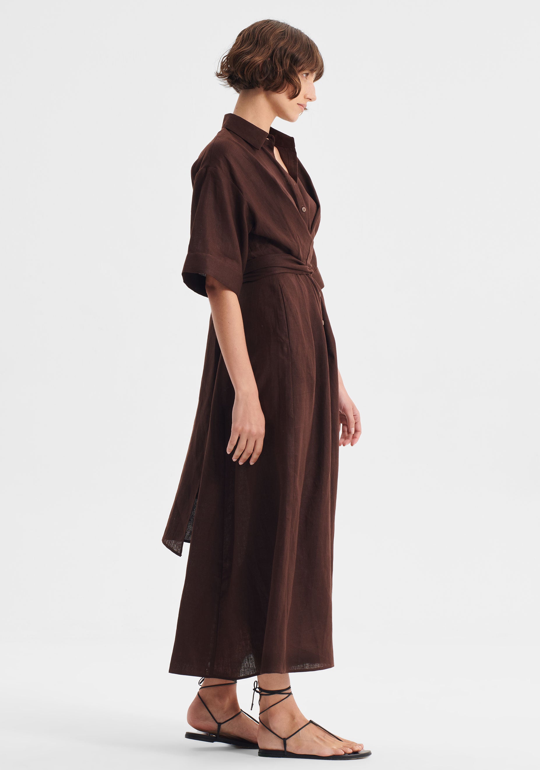 Harriet Linen Dress_Chocolate