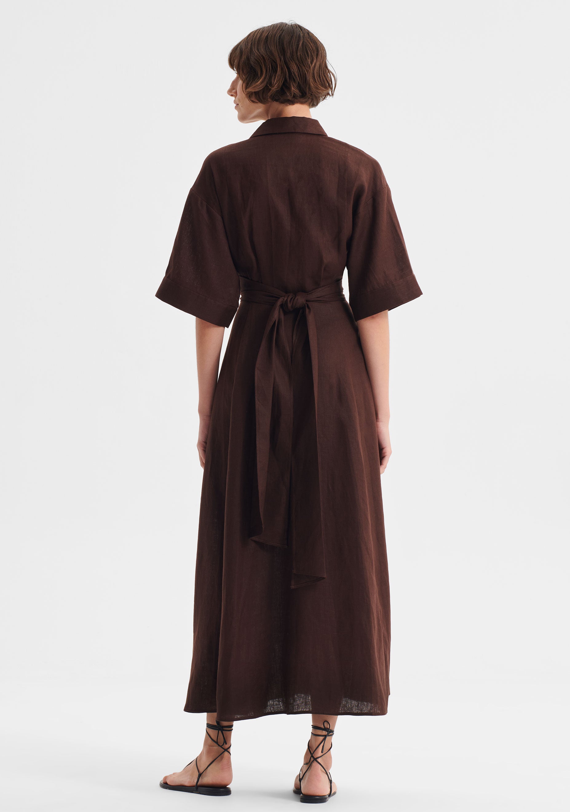 Harriet Linen Dress_Chocolate