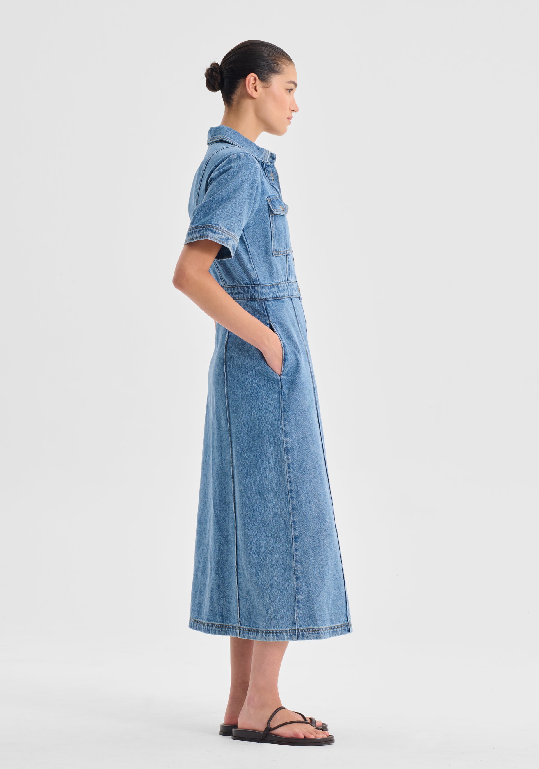 Jacque Denim Shirt Dress_Light Blue