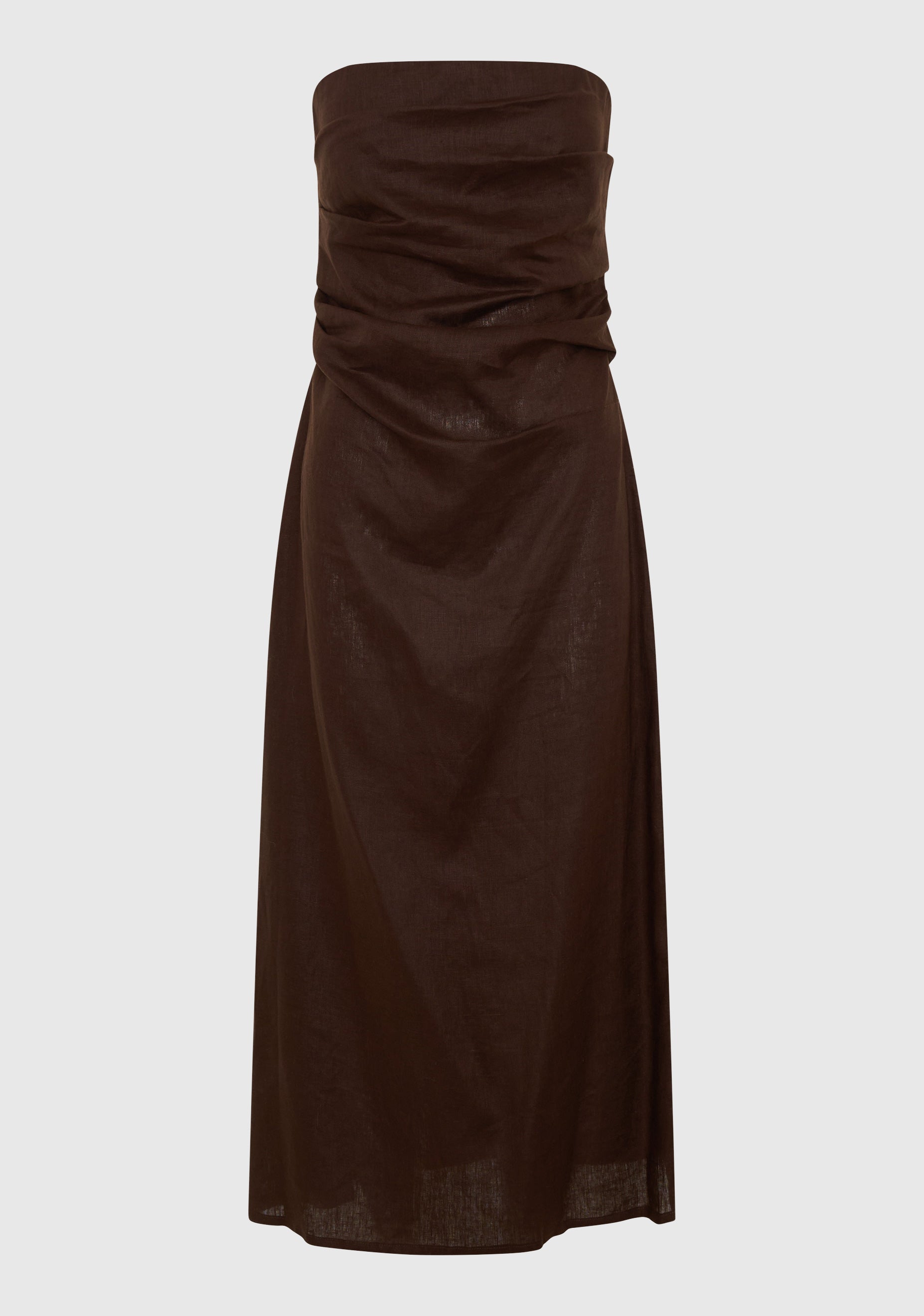 Rio Linen Strapless Dress_Chocolate
