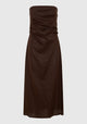 Rio Linen Strapless Dress_Chocolate
