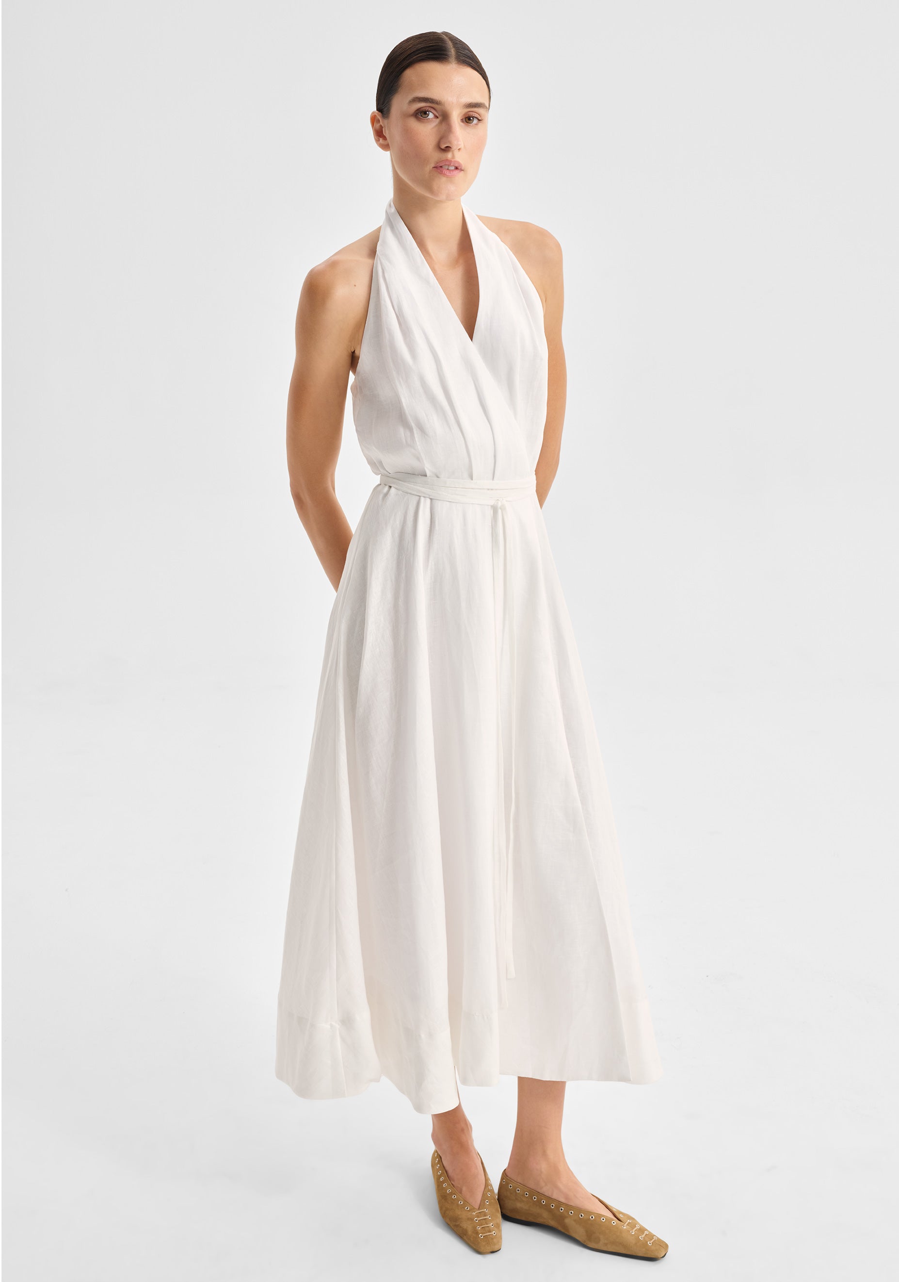 Ronni Linen Halter_White