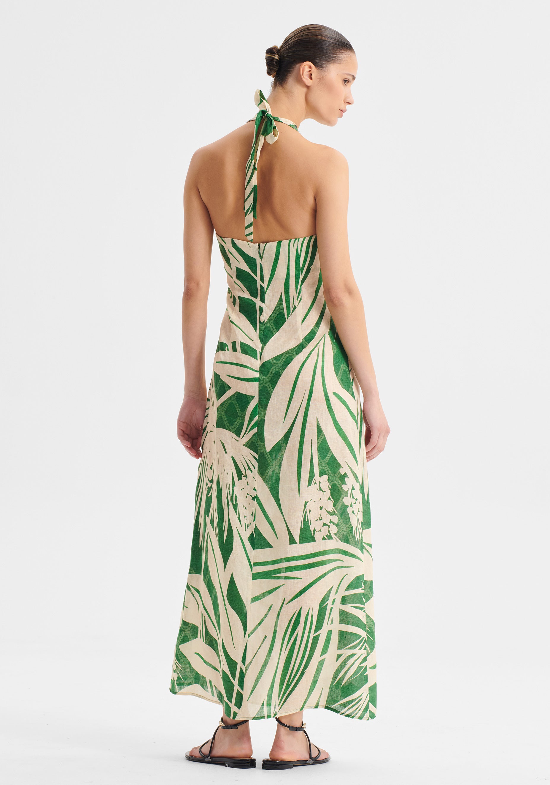 Sorrento Linen Halter Dress_Print