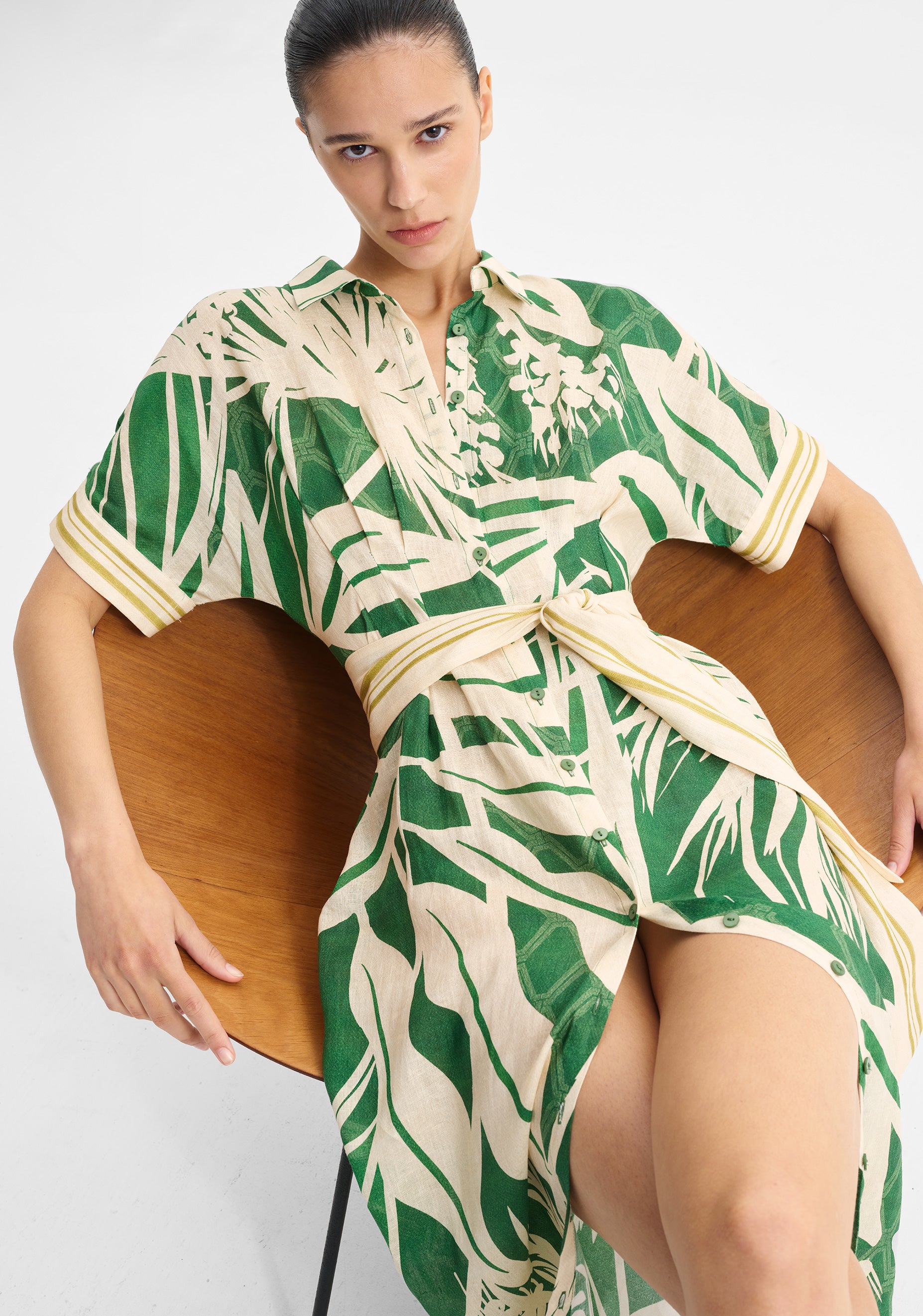Sorrento Linen Shirt Dress_Print