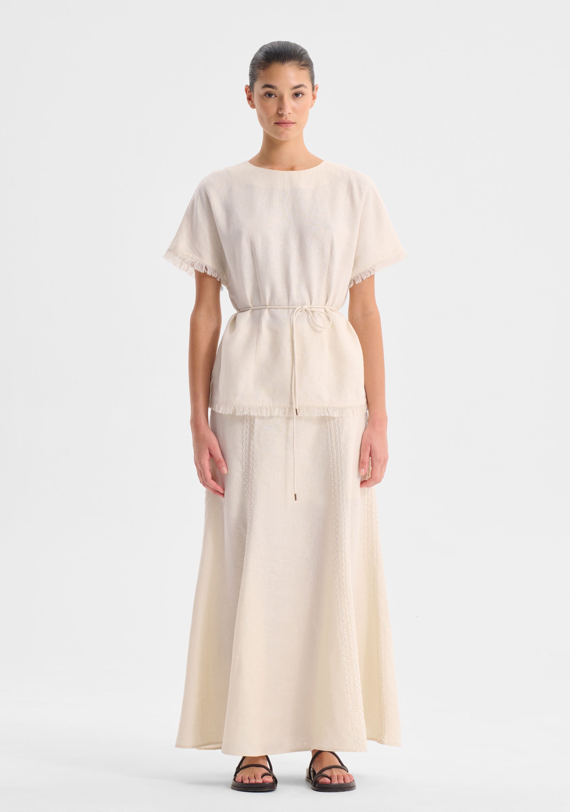 Yasmin Linen Top_Ecru