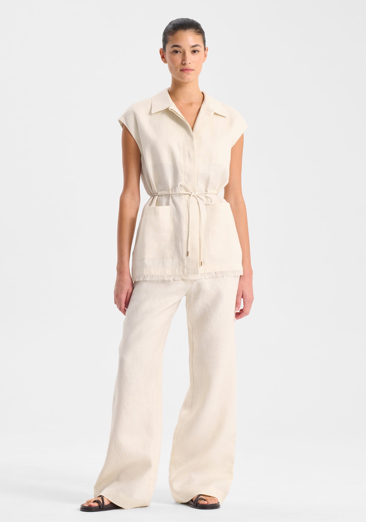 Yasmin Linen Vest Ecru – Morrison