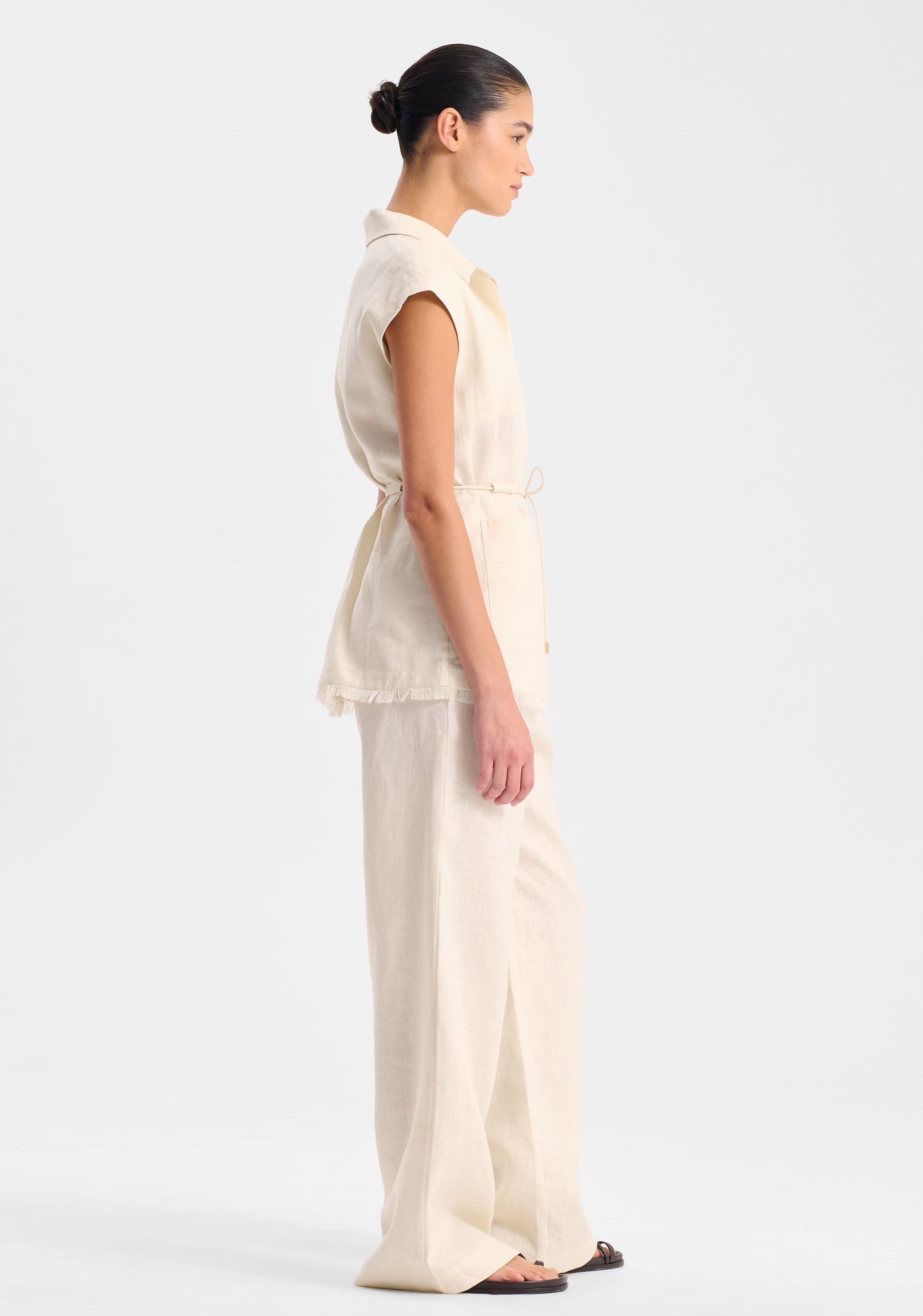 Yasmin Linen Vest_Ecru
