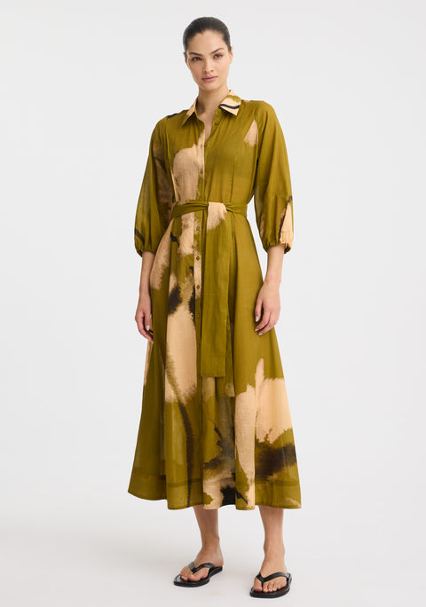 Astra Shirt Dress_Moss Print