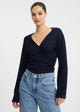 Micah Knit Wrap Top_Navy