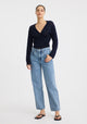 Micah Knit Wrap Top_Navy