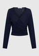 Micah Knit Wrap Top_Navy