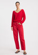 Micah V-Neck Knit Pullover_Poppy