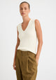 Raffa Knit V-Neck Top_Cream
