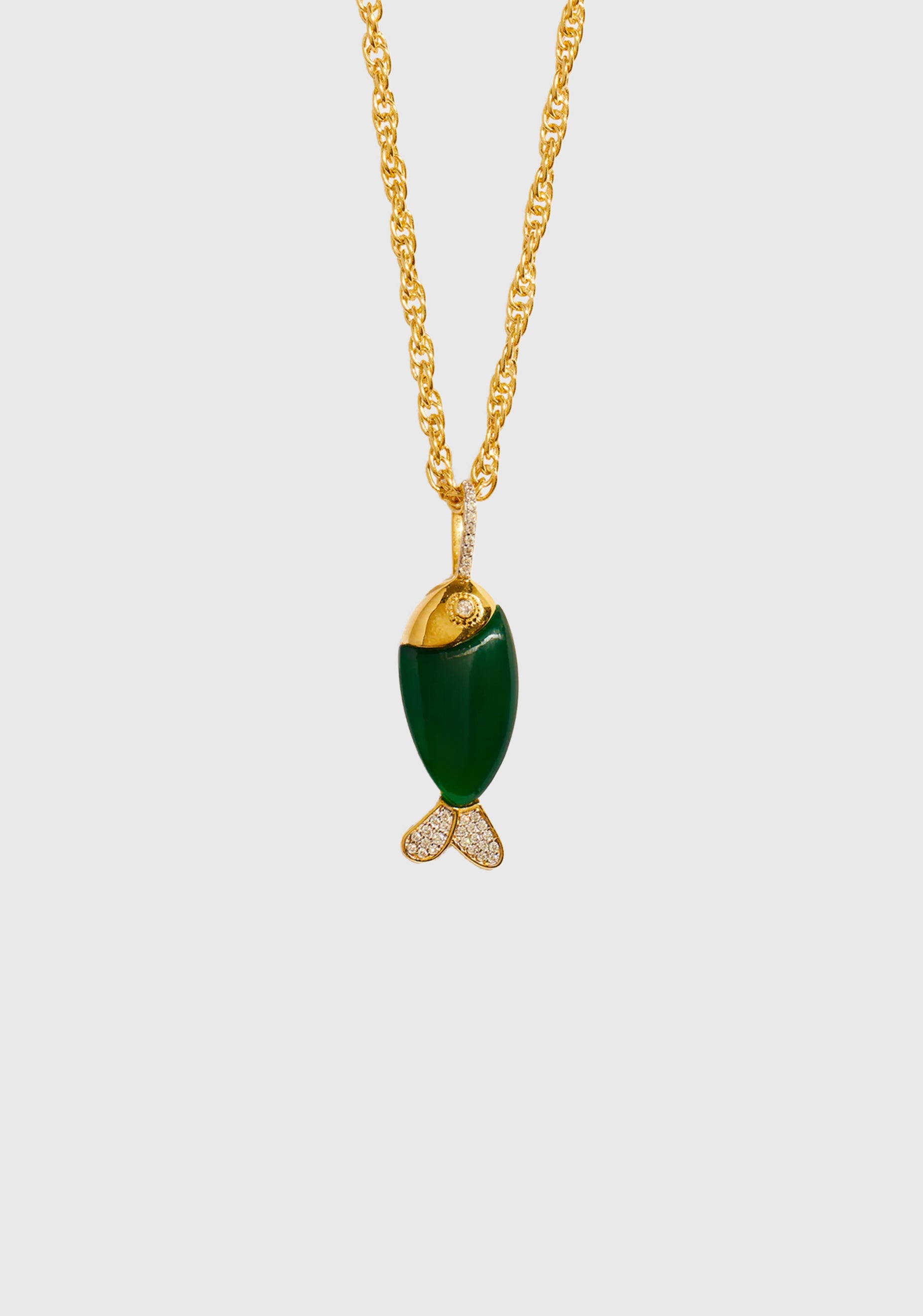 Poisson Long Necklace_Green Onyx