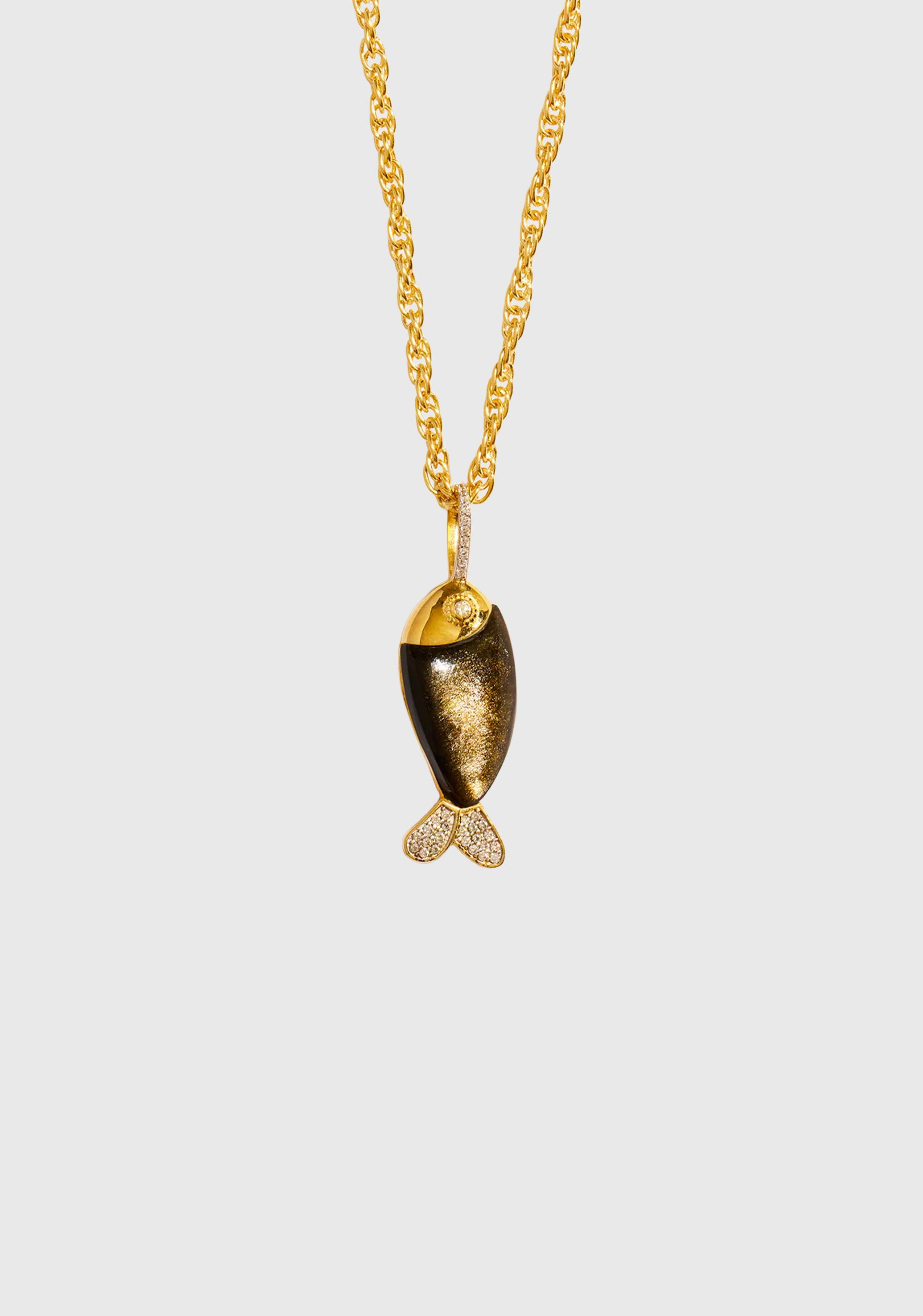 Poisson Long Necklace_Obsidian